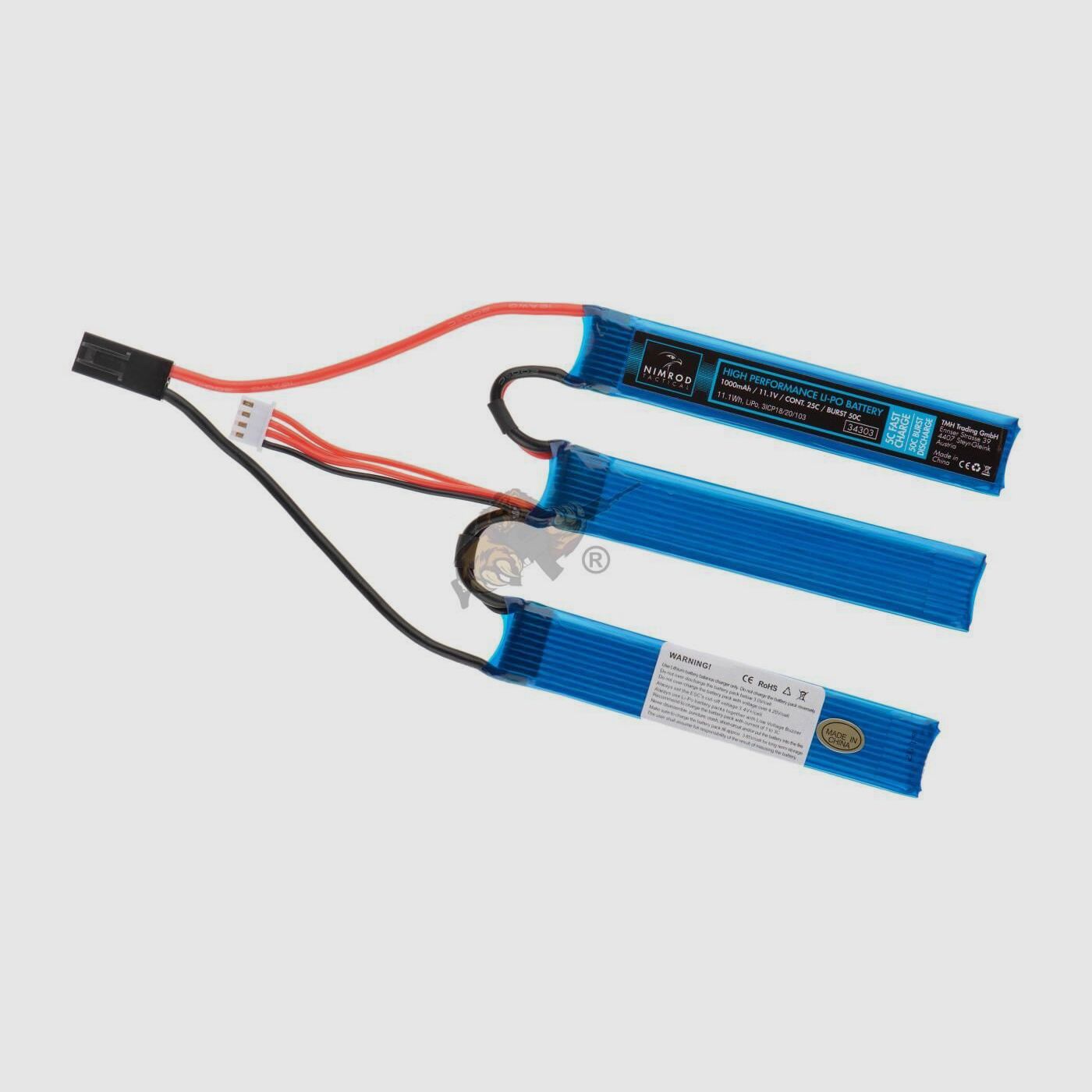 Nimrod Airsoft LiPo Akku 11.1V 1000mAh, 25C dreiteilig - Mini Tamiya