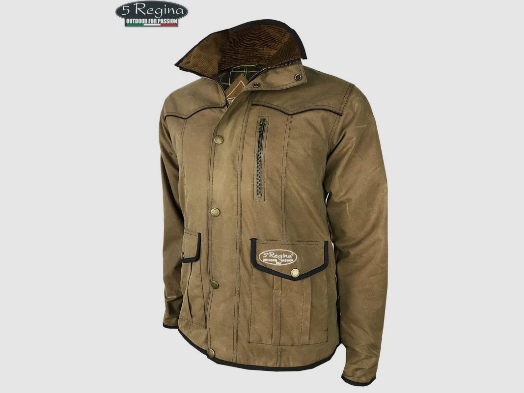 Giacca Quinta Regina Woodcock aus beige ölimprägniertem Baumwollstoff, Bild 1 von 7