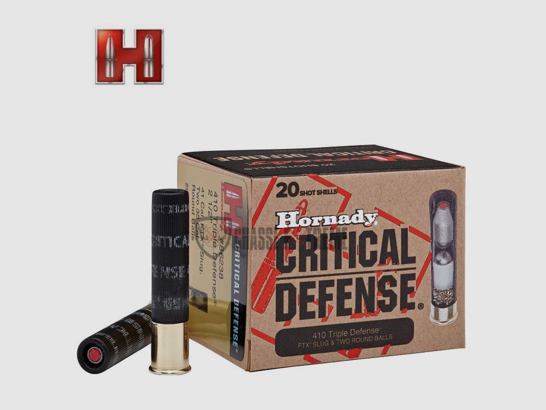 20 Patronen mit HORNADY Critical Defense Kal. 410 Ftx