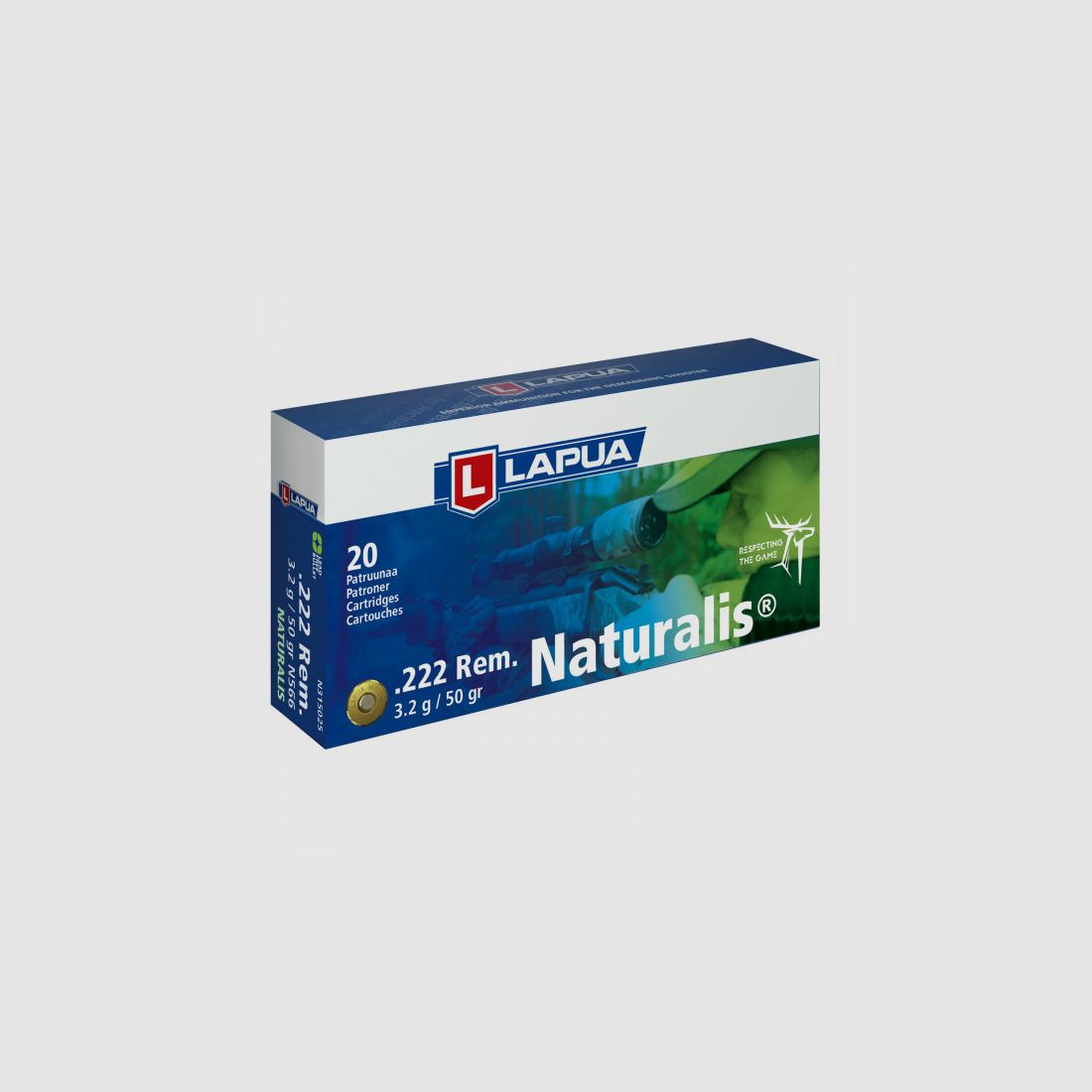 LAPUA .222REM NATURALIS - 3.2G / 50 GRS - 20 CARTRIDGES
