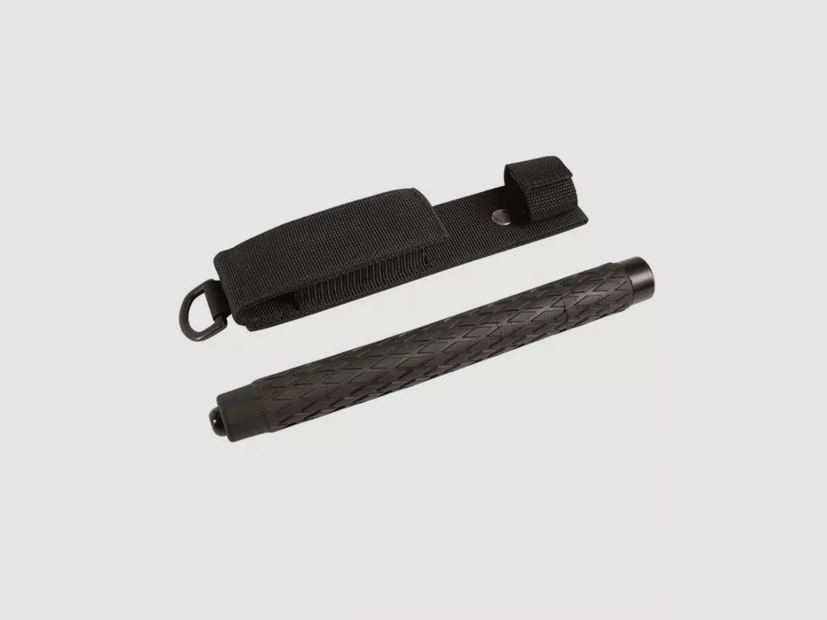 Teleskop Schlagstock 16/41cm, Schwarz + Gürtelholster