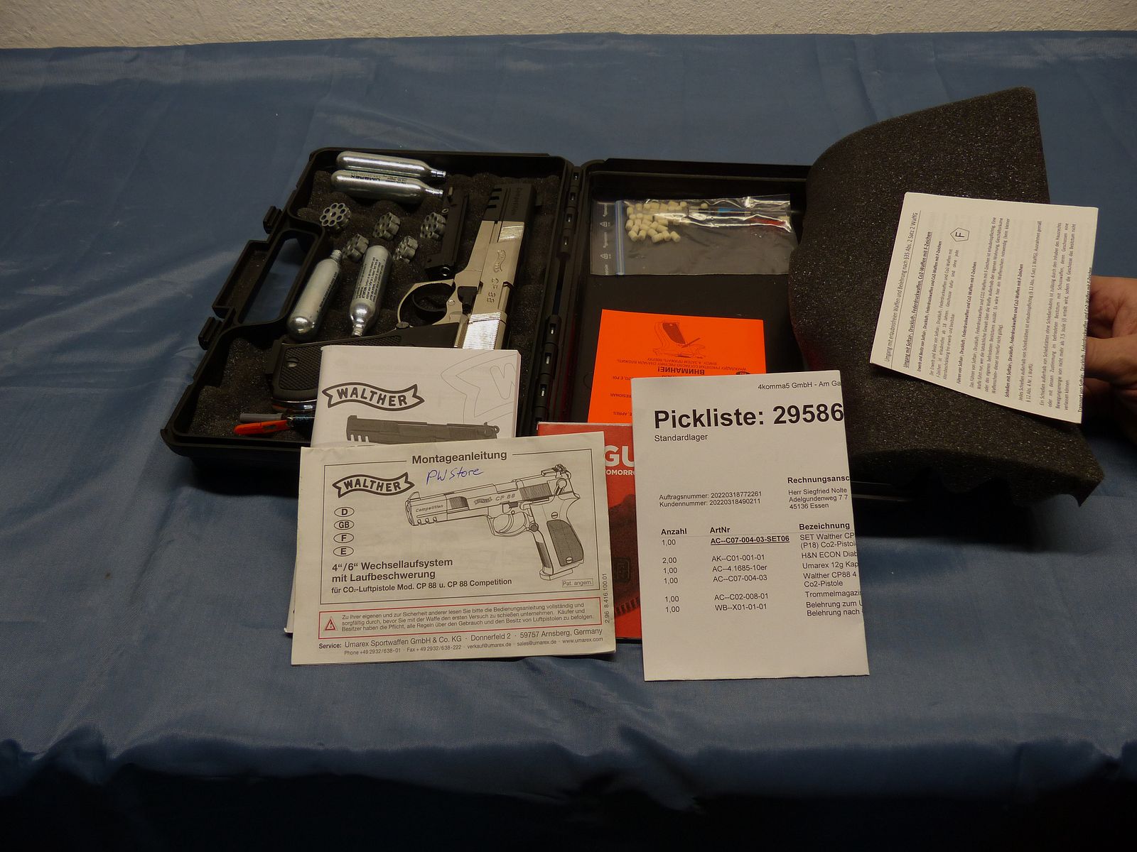 Walther CP88 Competition CO2 Pistool 4,5 mm Diabolo verchroomd als nieuw
