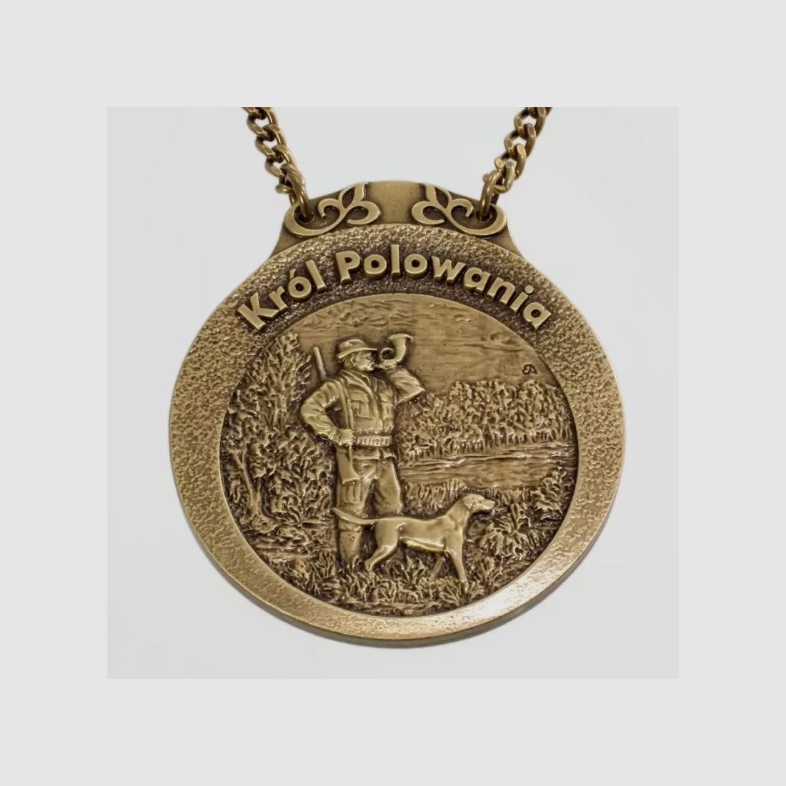 Jagdmedaille Balkart Jagdkönig Jäger mit Hund