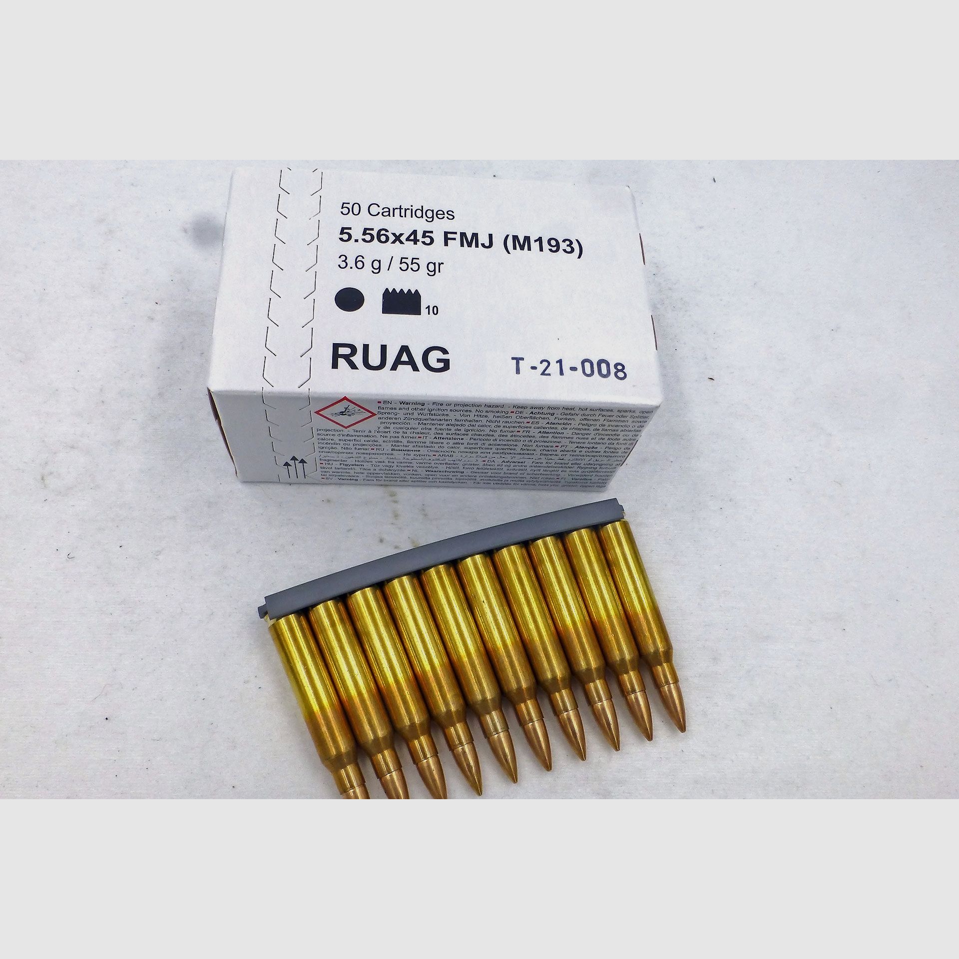 Cartucce RUAG 5.56×45 (223Rem) 55gr, prezzo da 54 ct/cad.