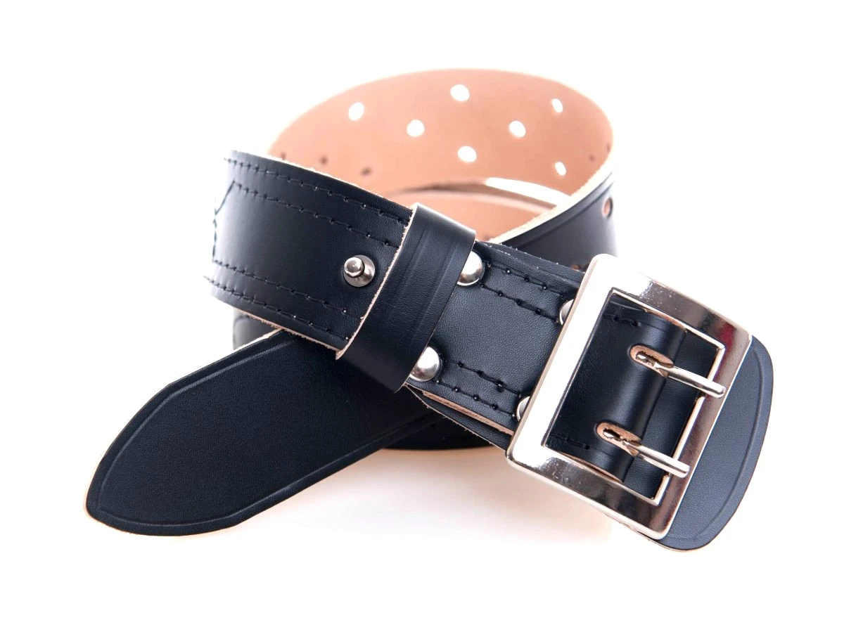 Officer's belt in smooth leather, light underside, unlined and without cargo pockets, nickel, black