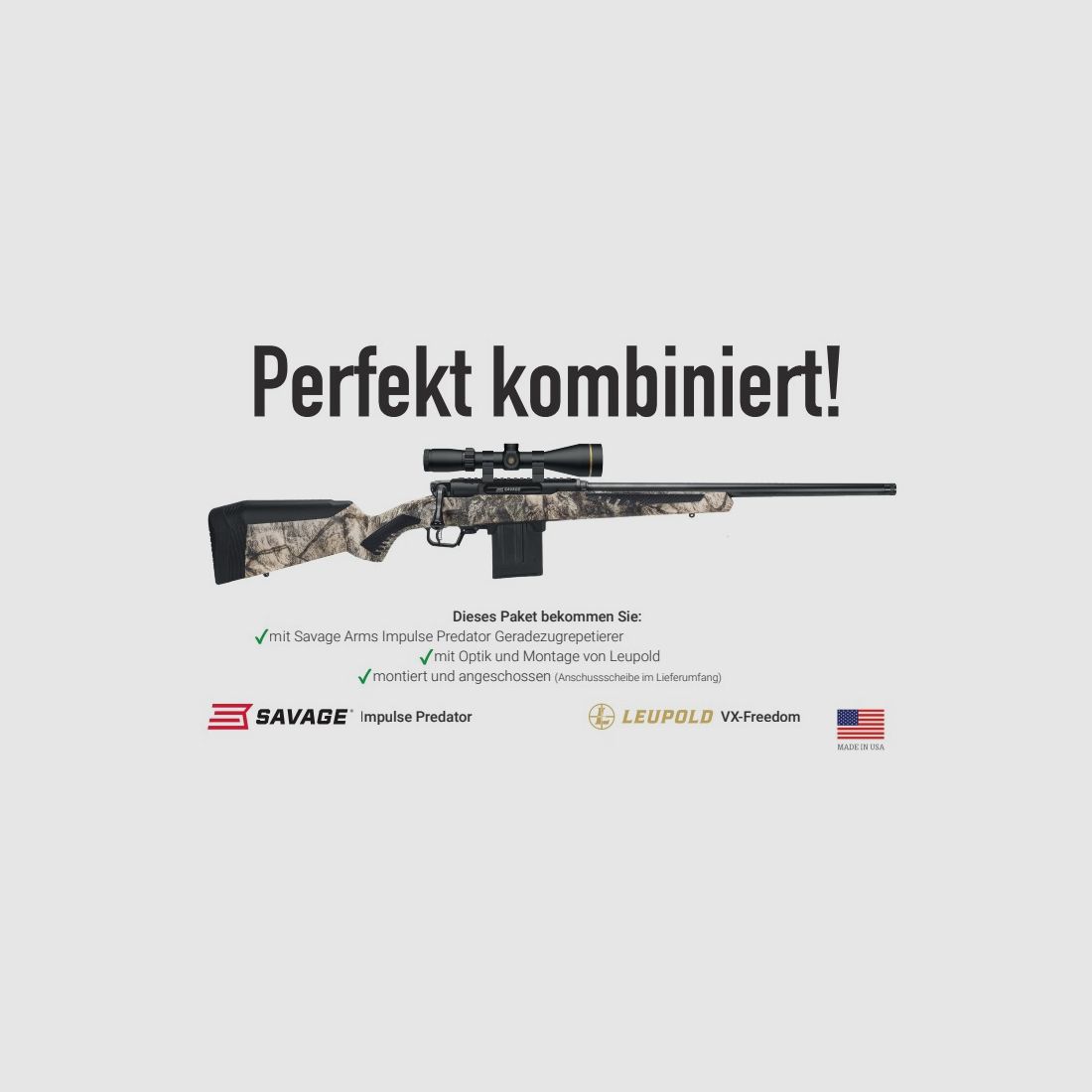 Savage Impuls Predator Repetierbüchse 308Win inkl. Leupold VX-Freedom 3-9x5 komplett eingeschossen VERSION 2.0