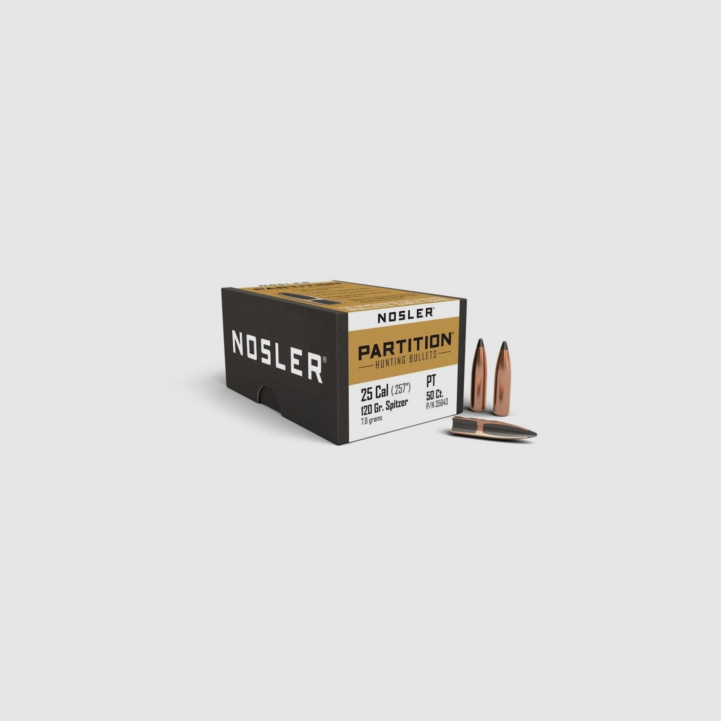NOSLER GESCHOSSE 257" 120GR PARTITION SPITZER 50ST., Bild 2 von 2