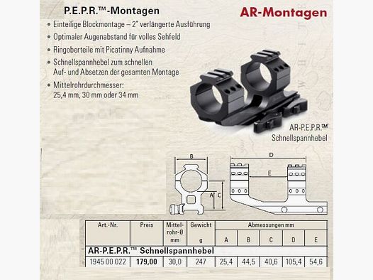Burris P.E.P.R QD Mount Montage 30mm