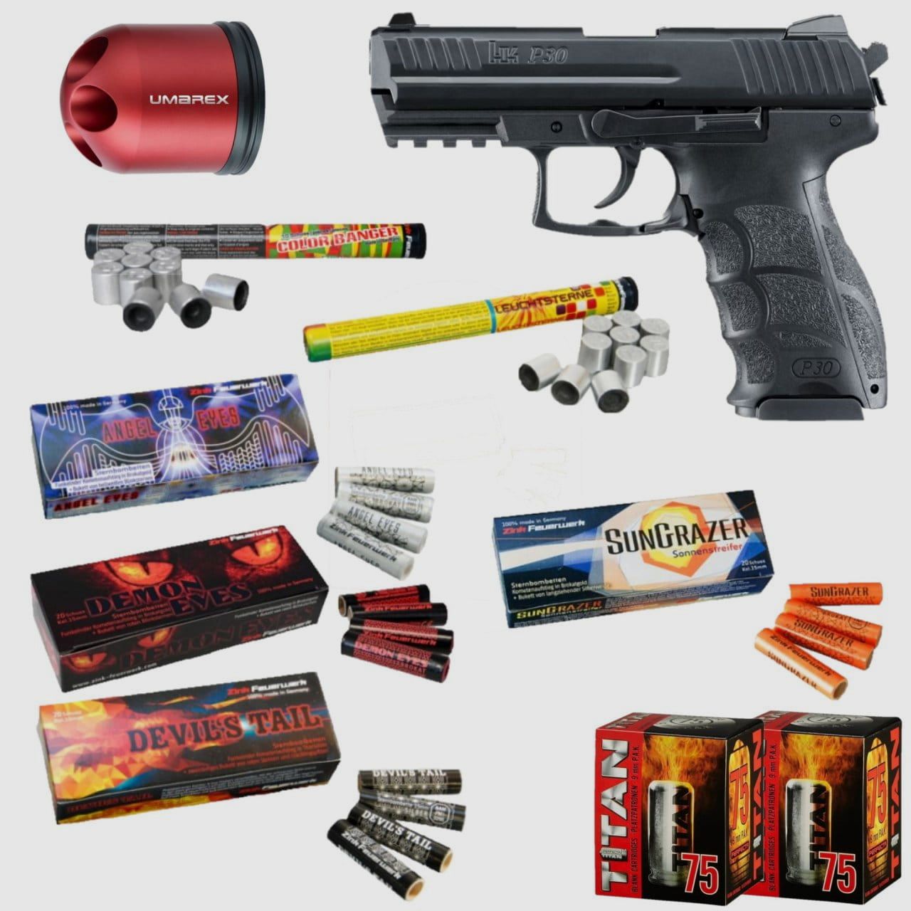 Zestaw noworoczny Heckler & Koch P30 Pistolet startowy 9 mm P.A.K. czarny