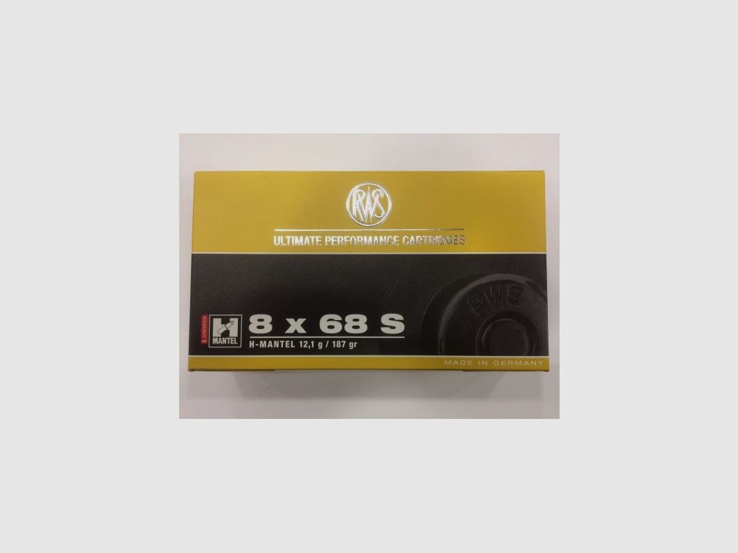 RWS CARTRIDGES 8 X 68 S HM 187 GR, image 1 of 2