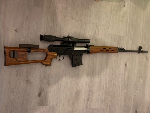 WE SVD Dragunov GBB – steel version, real wood, Real Sword PSO-1 M2
