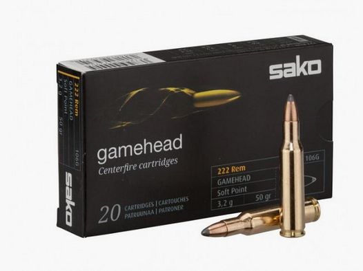 SAKO GAMEHEAD SP - .222 REM 50GRS / 3,2G. - 20 PATRONEN