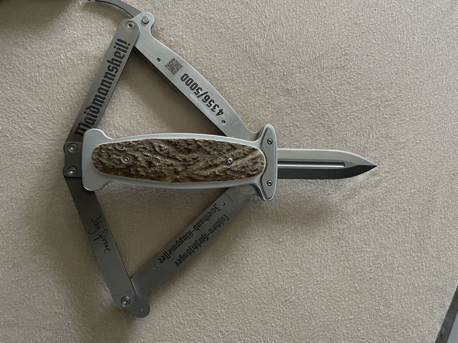 Gogun Hirschfänger Taschenhirschfänger 49a Messer beidseitig geschliffen