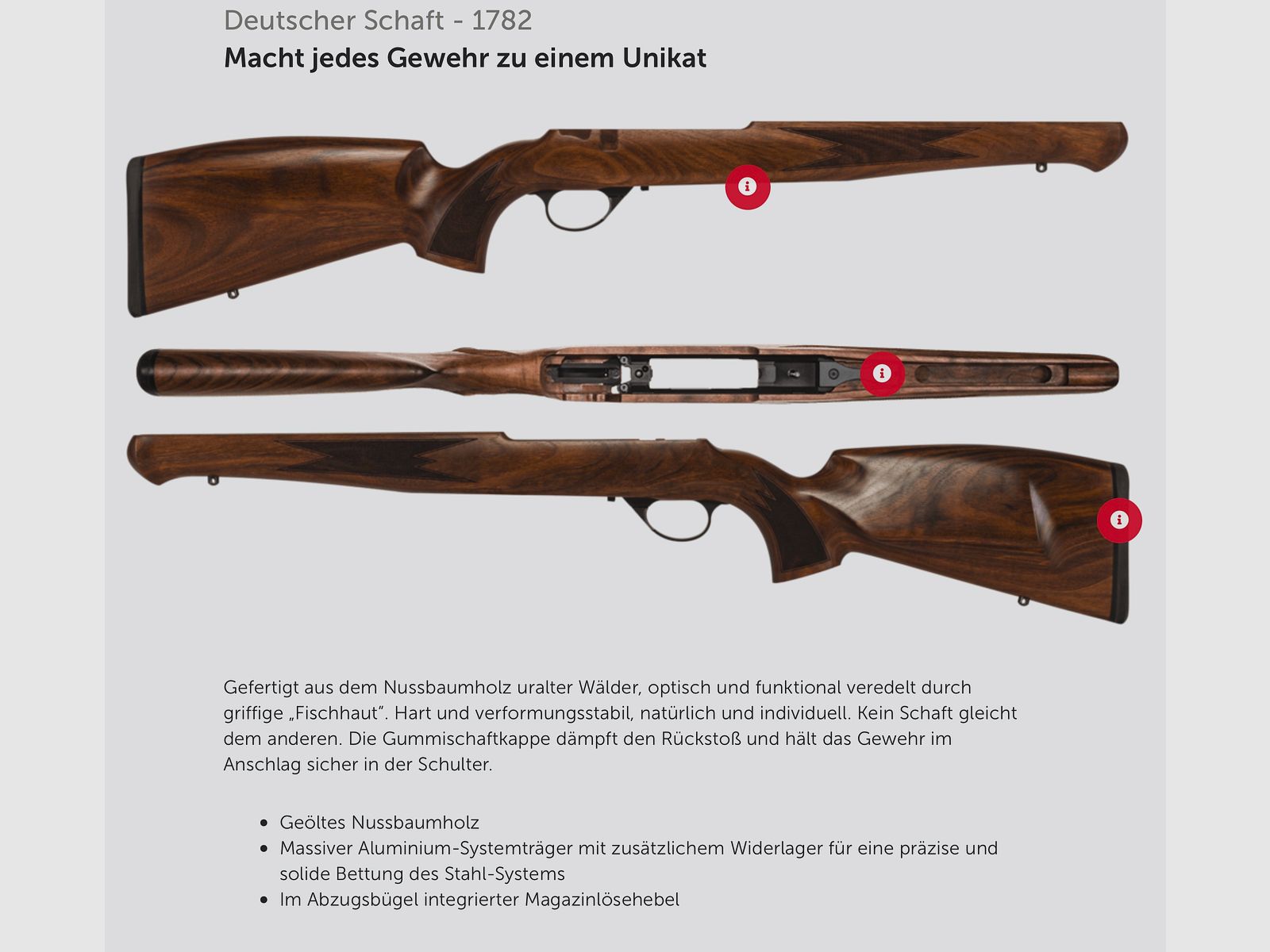 J.G. Anschütz 1782 D G-15x1 Deutscher Schaft Kaliber .308 Win. 470 mm Repetierbüchse