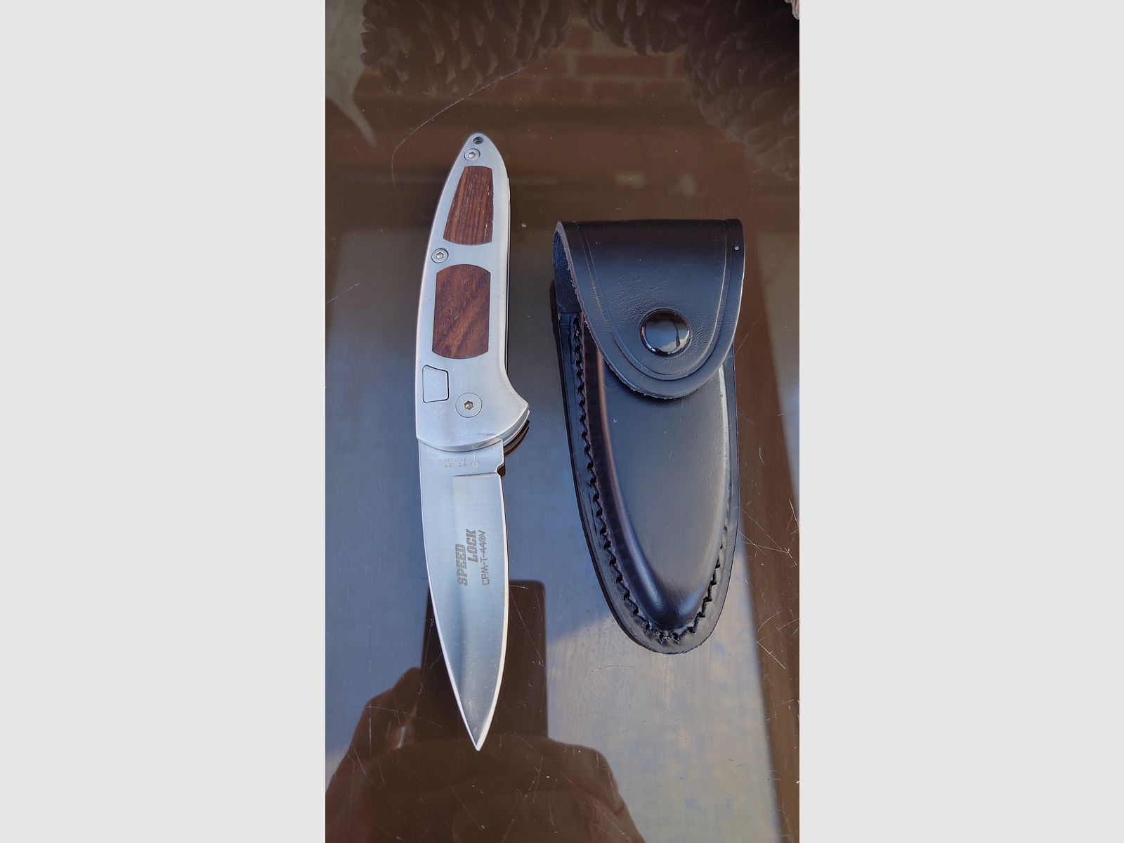 Speedlock I 2.0 Wüsteneisenholz con funda de cuero Böker Negro NUEVO Springer