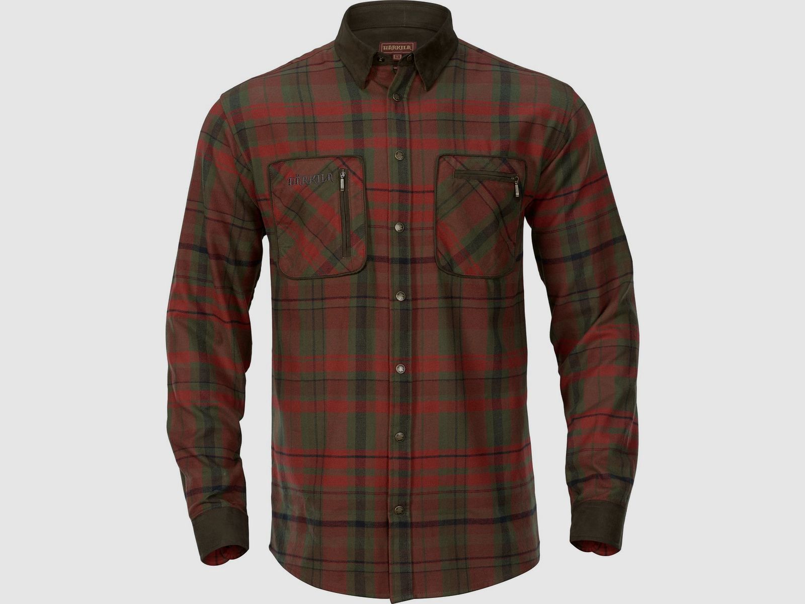Härkila Pajala Flanellhemd Herren Dunkelrot/Grün - 2XL