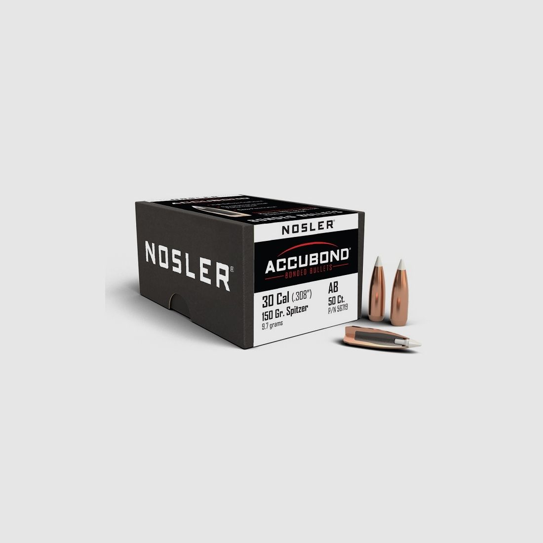 Nosler Chasse Calibre .30 Accubond Projectiles en 150 Grain #56719, image 1 sur 2