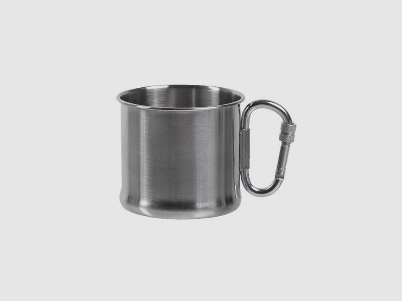 Becher / Tasse 500 ml aus Edelstahl - mit Karabiner - Henkel