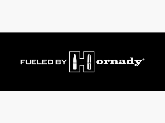 Hornady "Fueled by Hornady" Vinyl-Transferaufkleber – Weiß – 20,5×3,5 cm