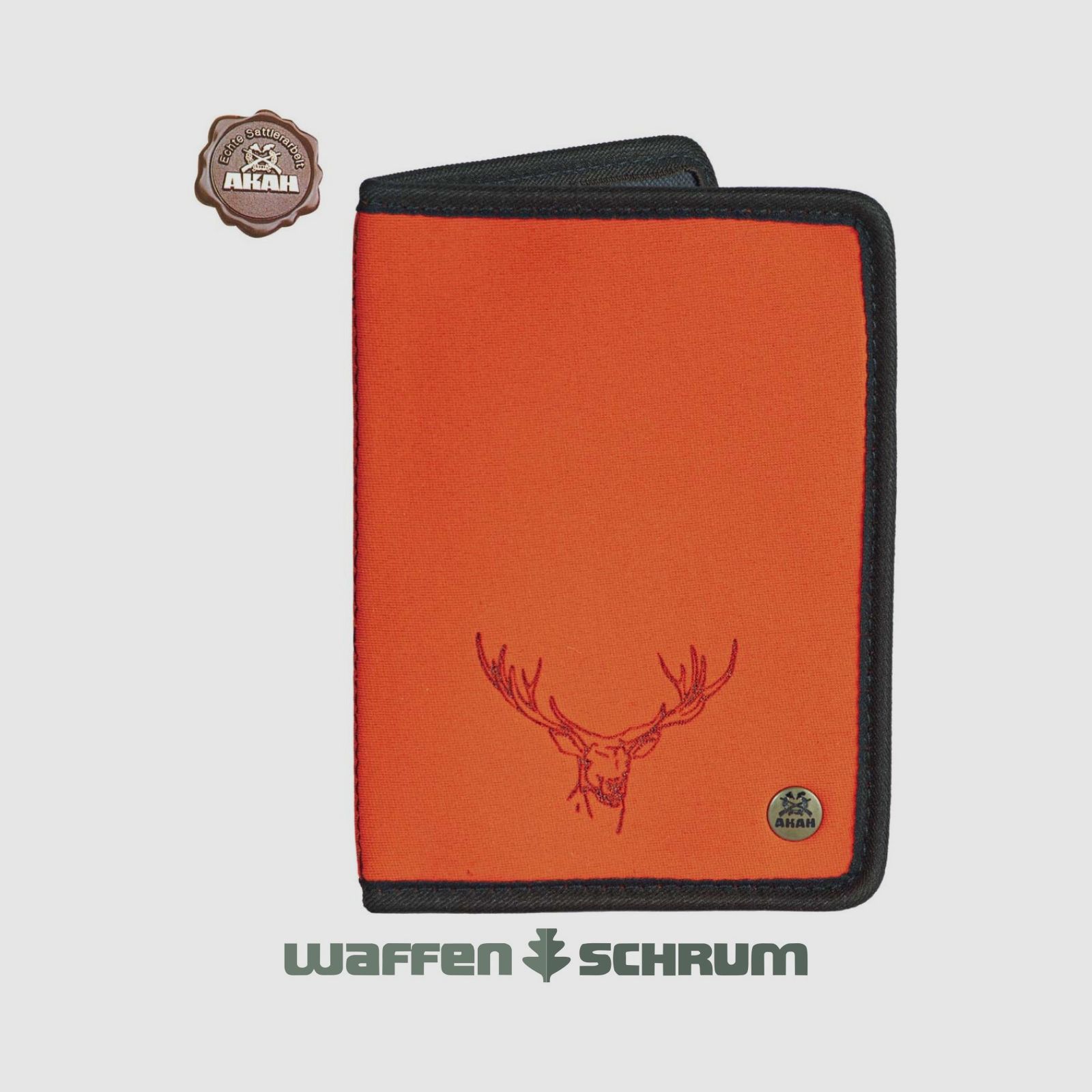 AKAH hunting license case neoprene deer orange