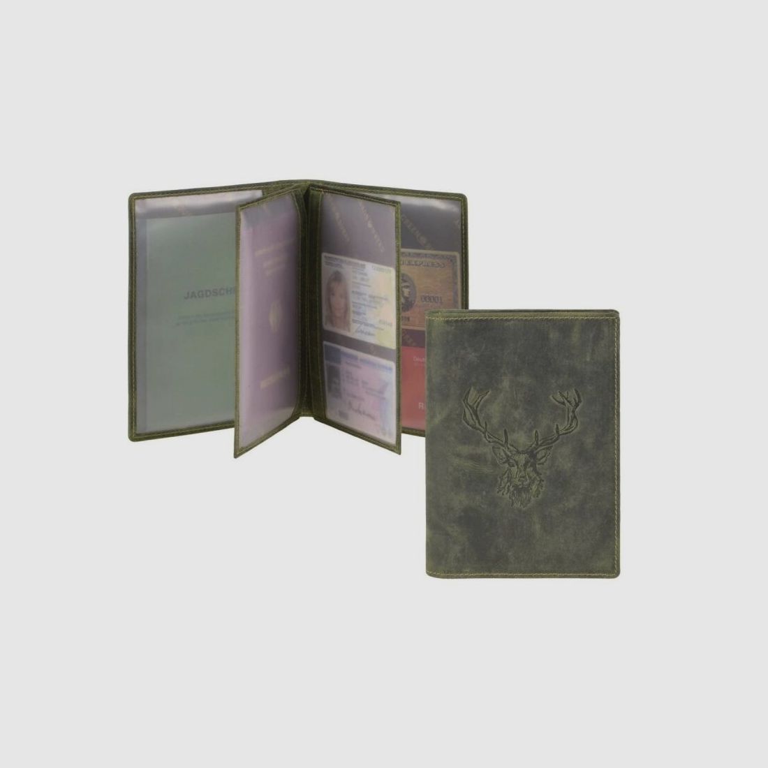 Greenburry Jagdscheinetui Leder "Vintage Hunting" Royal Stag Hirsch