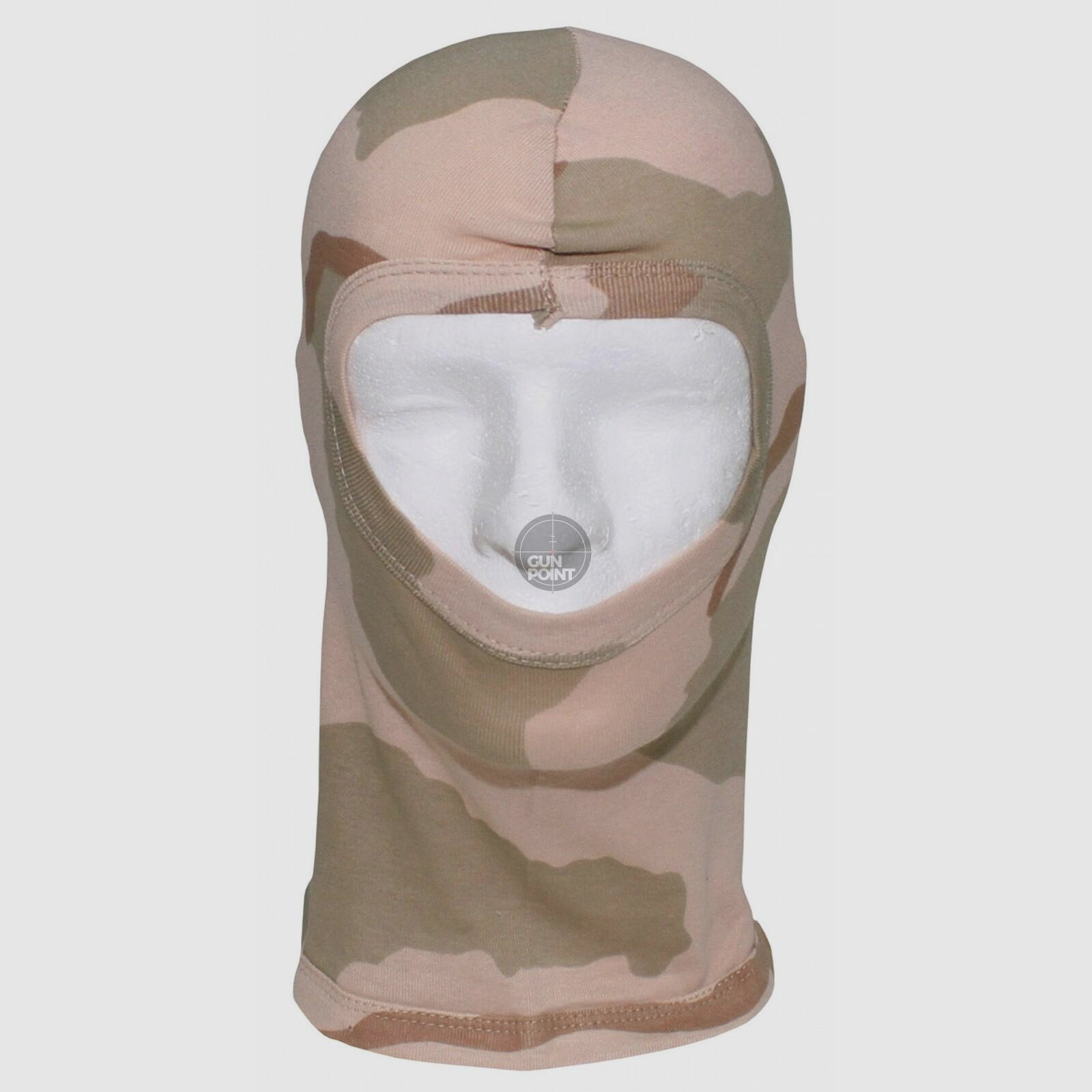 Balaclava, 1-Loch, dünn,3 Fb. desert, 100 % Baumwolle