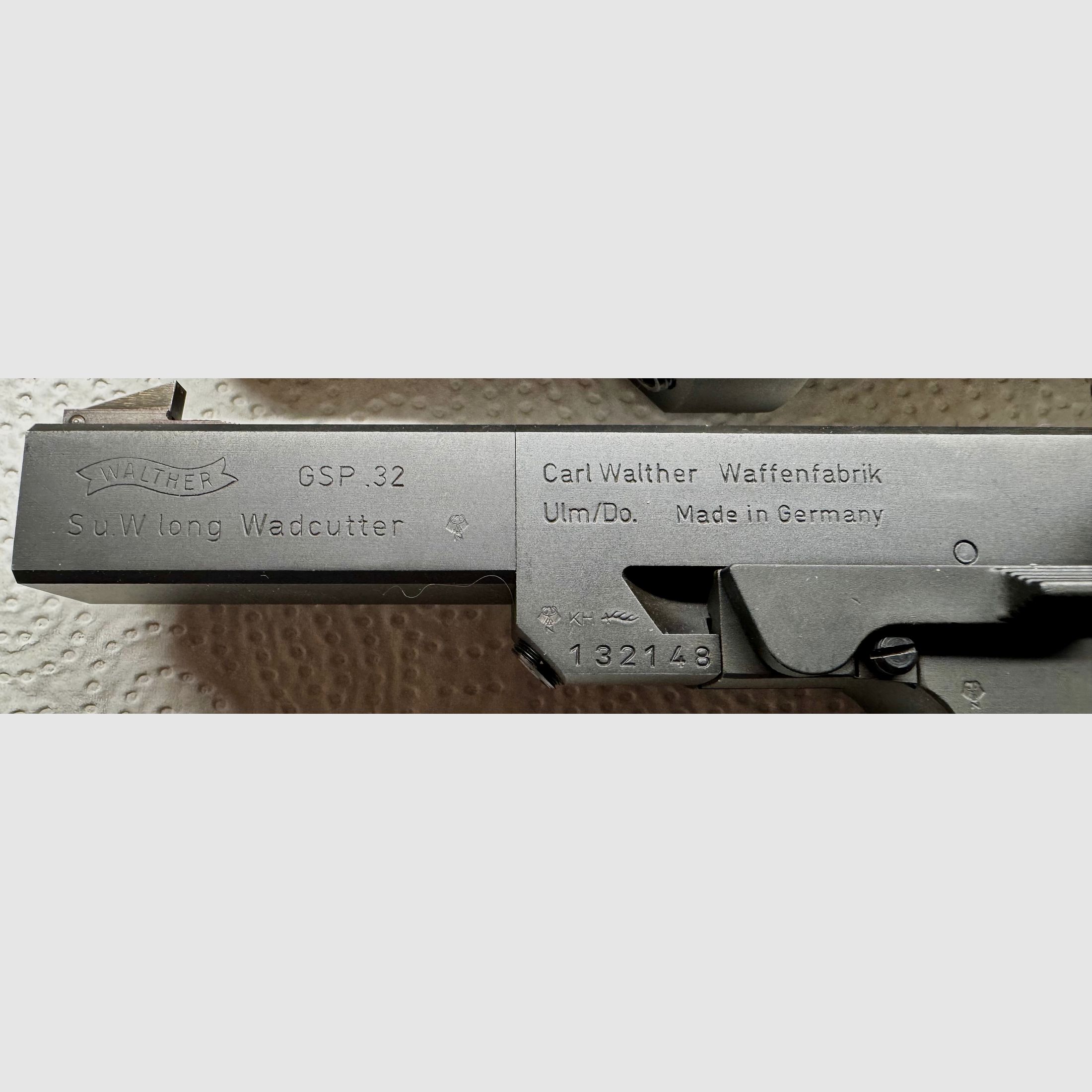 Walther GSP sportpistool, .22 LR + .32 S&W Long WC wisselsysteem