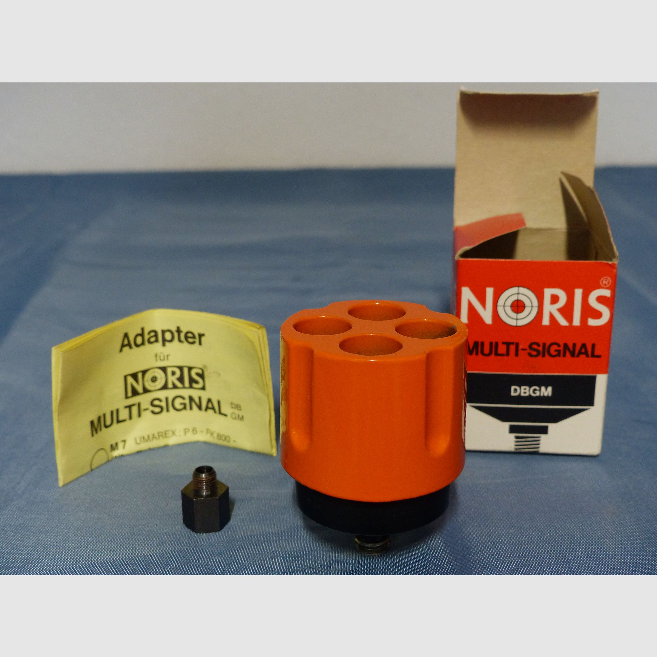 Rewolwer gazowy z hukowym wystrzałem adapter Noris Multi-Signal DBGM OVP vintage