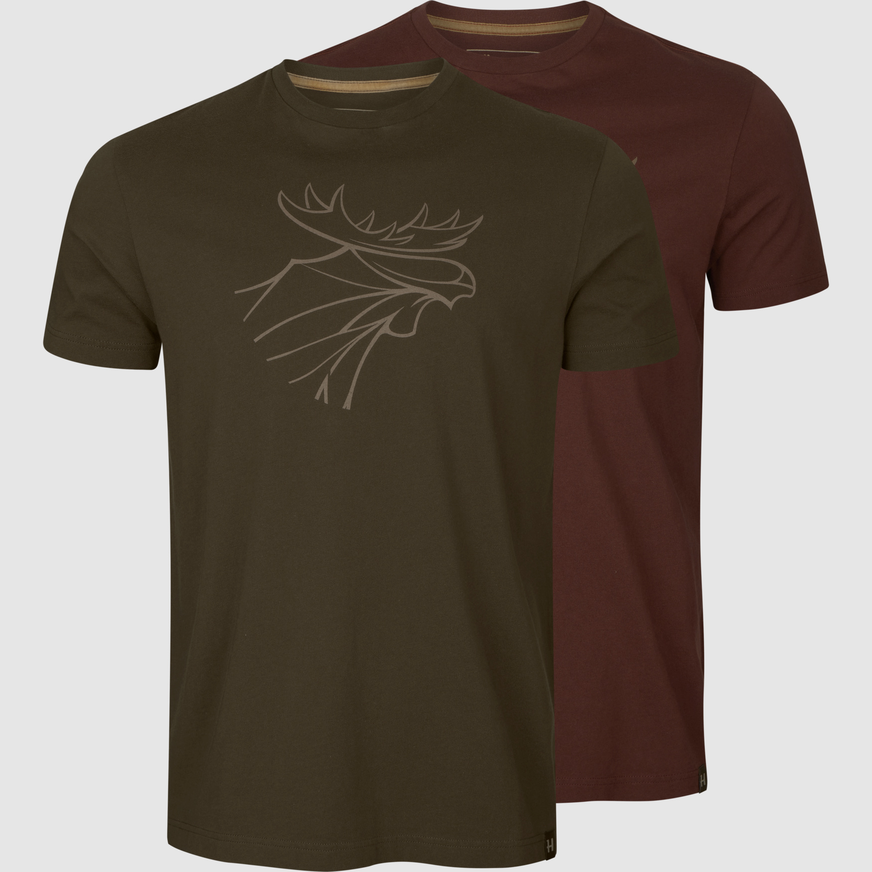 Härkila Graphic T-Shirt 2-Pack Willow Green/ Burgundy