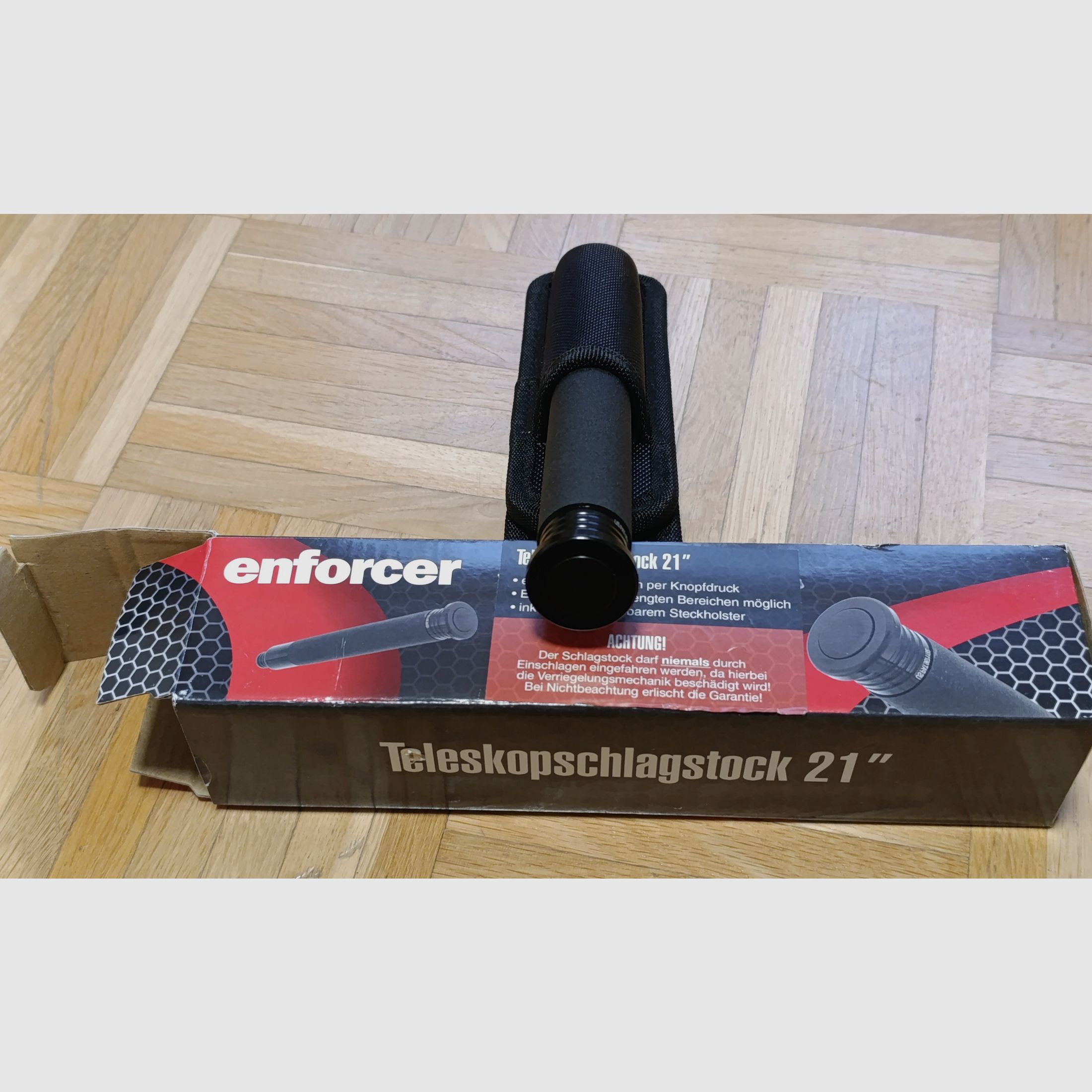 enforcer teleskopowy kij 21'' czarny z przyciskiem