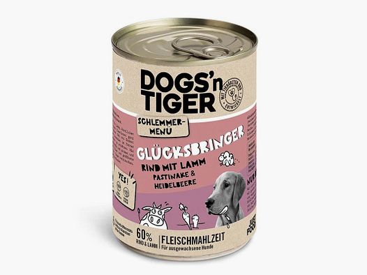 Dogs'n Tiger Hunde Nassfutter Glücksbringer Rind & Lamm 400 g