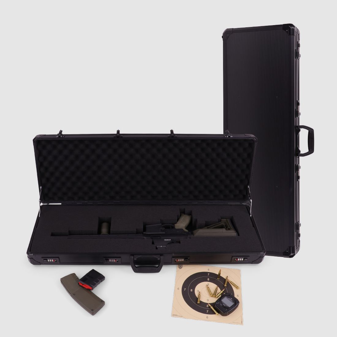 Winter Gewehrkoffer W13 – 93 cm Innenlänge – 1 Langwaffe – 4 Zahlenschlösser – Raster (Night)