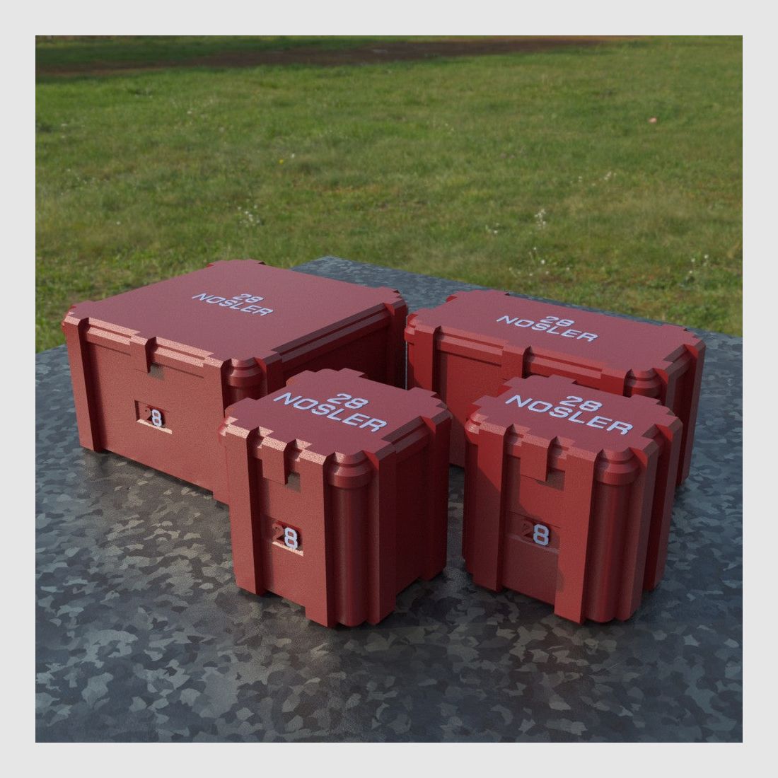 Filamelt ammunition box / .28 Nosler / 'flip lid' / cartridge box, ammo box