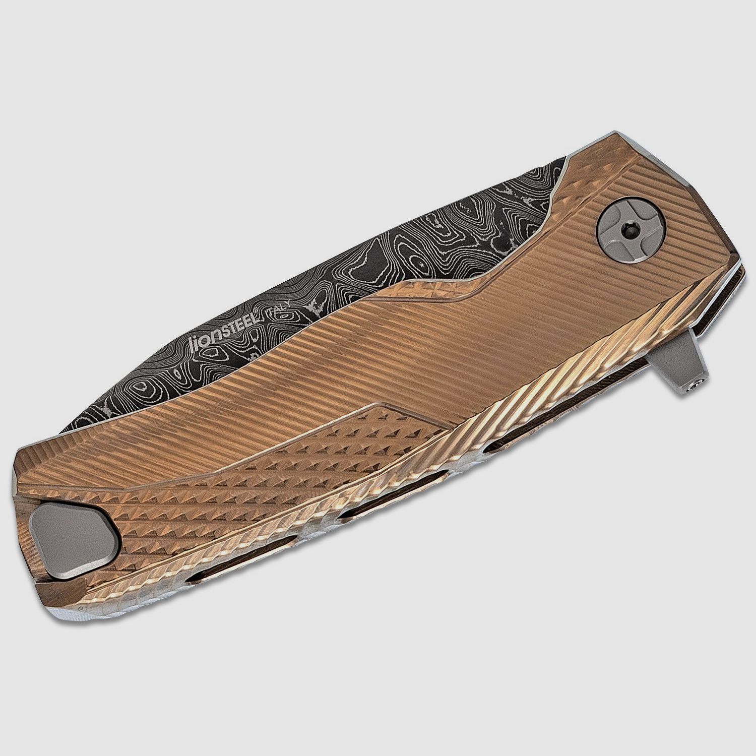 ROK DD GL, Nichols Scrambled Damascus-Klinge, Griff aus goldfarbenem Titan | 97320