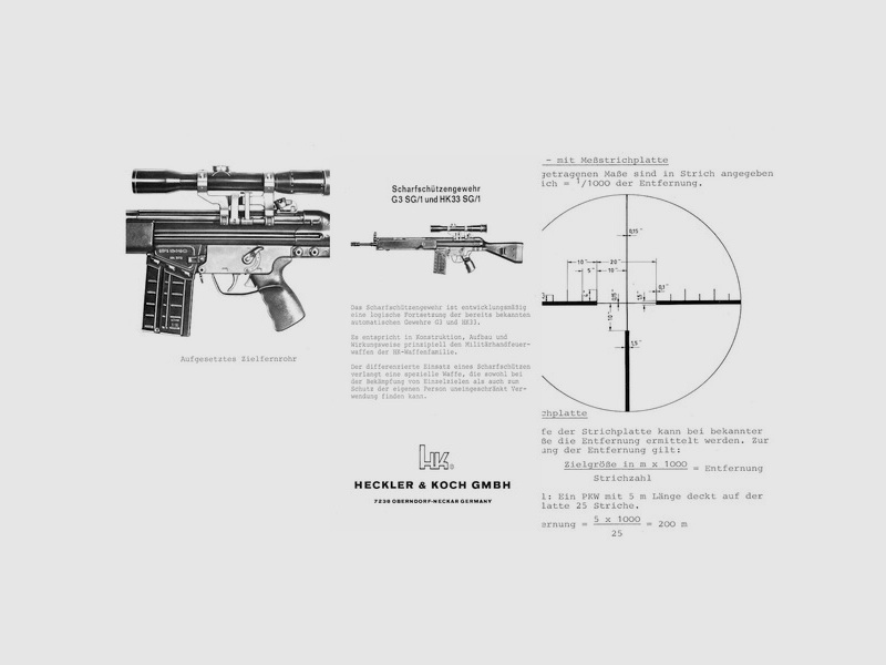 Nachdruck Beschreibung Scharfschützengewehr G3 SG/1 und HK33 SG/1