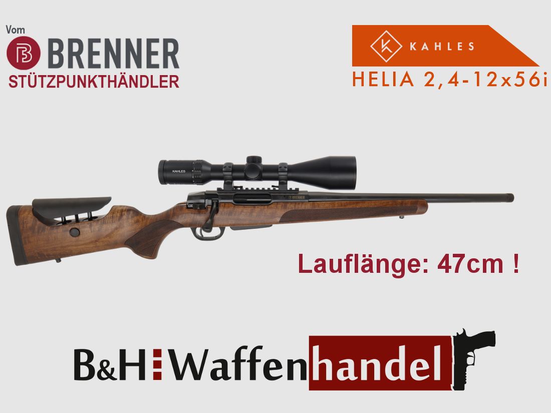 New: Brenner BR20 L.E. (wood stock with adjustable comb) with Kahles Helia 2.4-12x56i fully assembled hunting repeater complete package (Item No.: BR20LEP11)