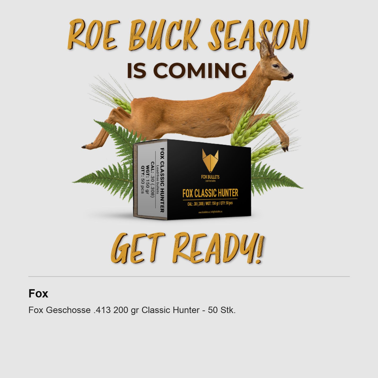 Fox Geschosse .413 200 gr Classic Hunter – 50 Stk.