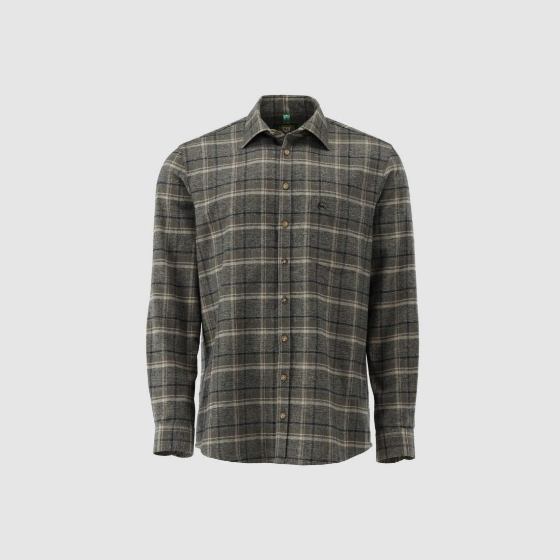 OS Trachten H-Flannel Shirt Shark Collar with Chest Pocket | Olive, image 2 of 2