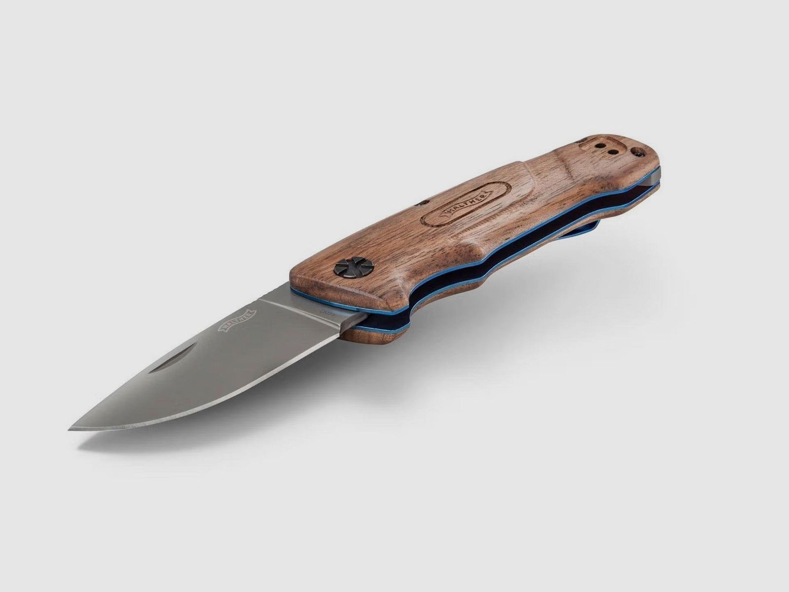 Walther Klappmesser BKW2, Blue Wood Knive Nr. 2, 440er Stahl
