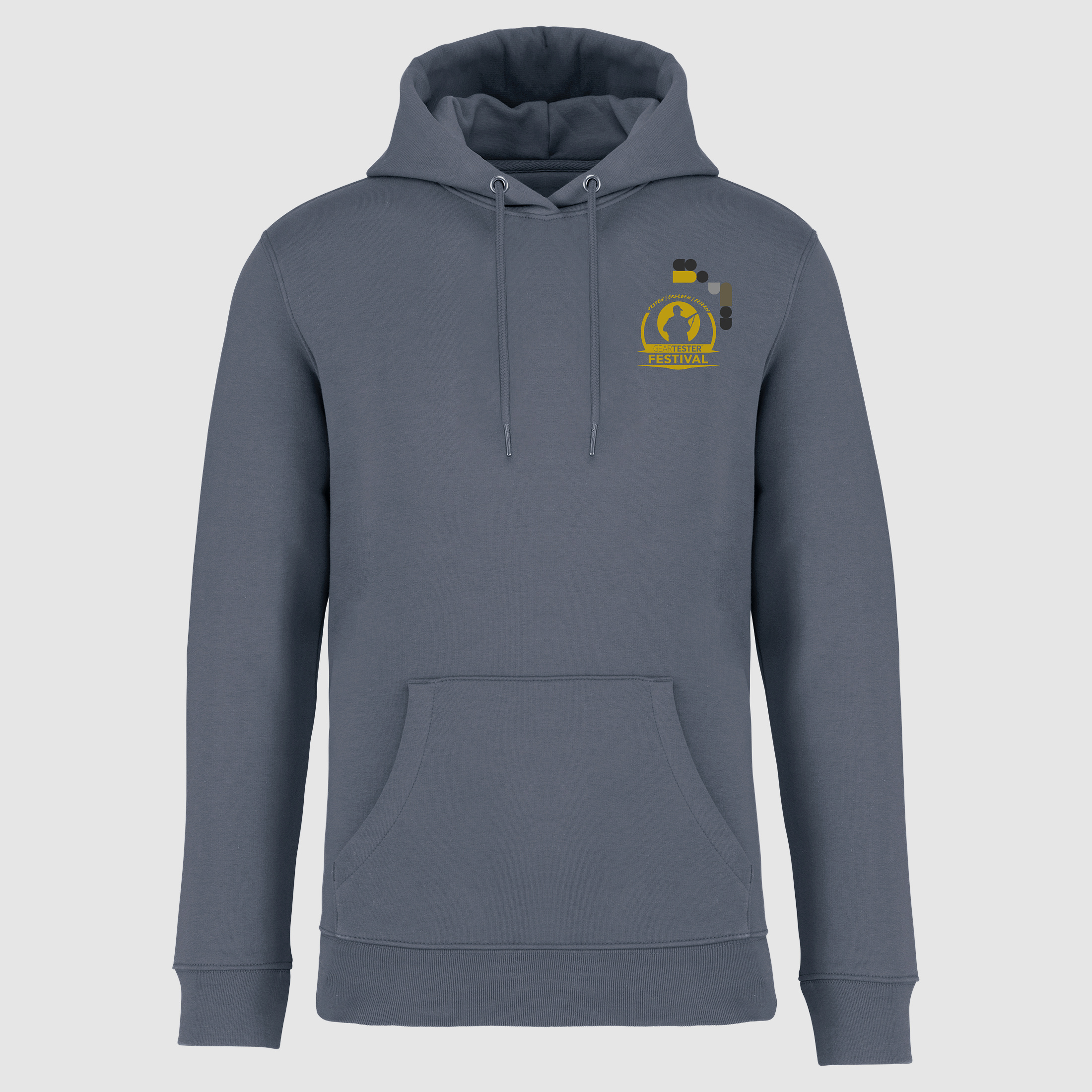 Geartester Festival Bio Hoodie, kleines Logo