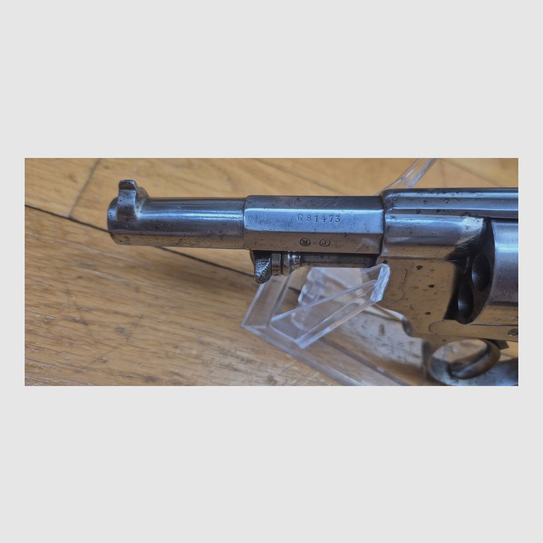Guter regulärer Revolver Modell 1873 – Kaliber 11mm73 – vollständig monomatrikuliert – Noch mit strohgelb – MAS 1878 – Gute Mechanik, schöner Lauf und schöne Kammern – BE, Bild 12 von 19