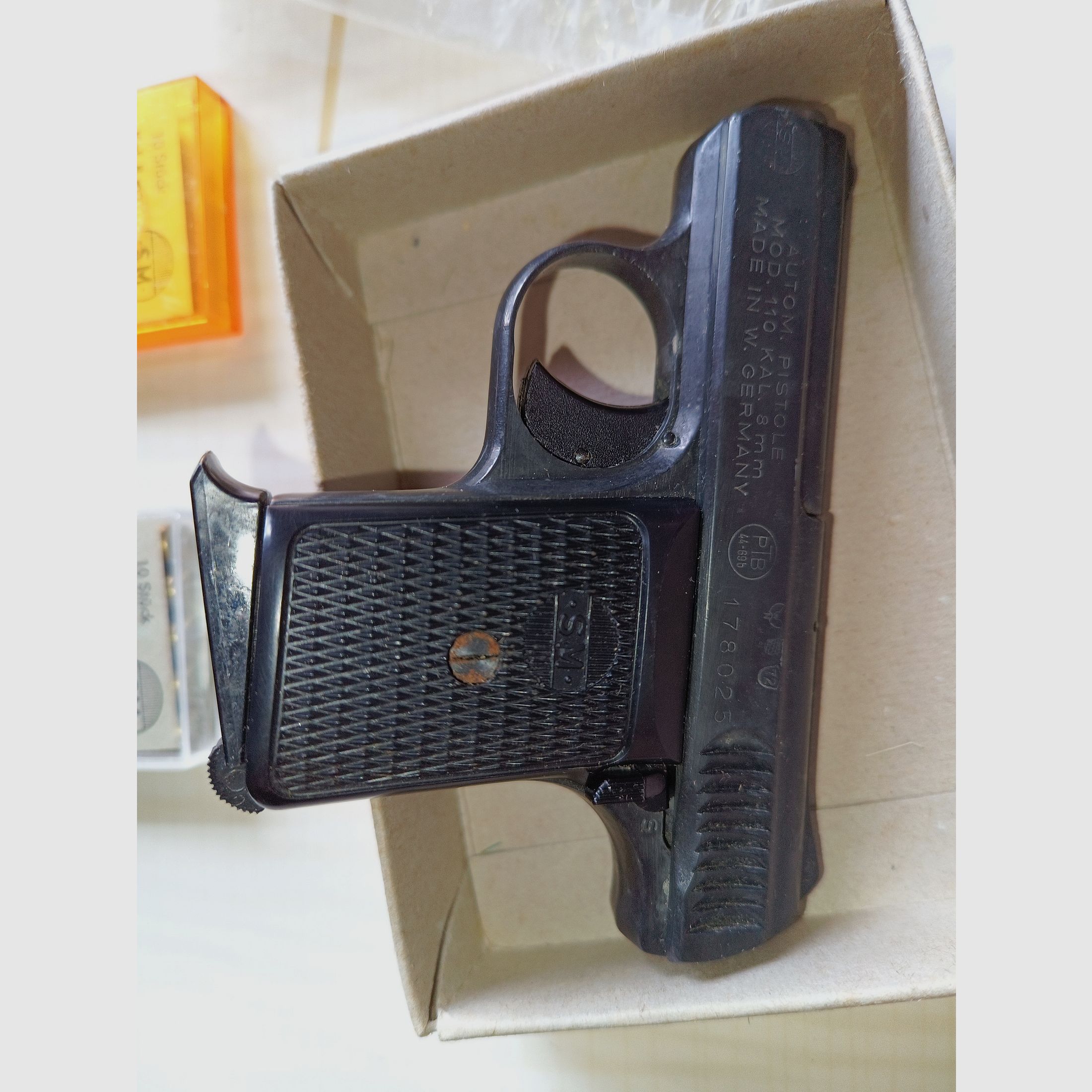 Rhöner SM Mod. 110 (including original packaging, instructions, cleaning brush, and ammunition)