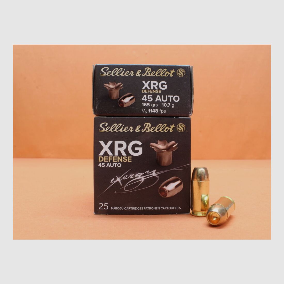S&B Sellier & Bellot Patrone .45Auto S&B/ Sellier&Bellot 130grs HP XRG Defense Vollkupfer Bleifrei VE 25 Patronen/ 10,7g Hohlspitz