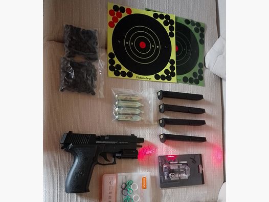 Pistola RAM Marcatori X50 Calibro 0.43 di APS originale nuova con 4 caricatori Rubberballs F nel pentagono + Laser