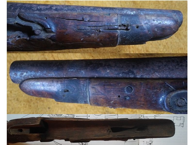 Rest einer Steinschloßpistole pistolet de cavalerie Modèle 1763/66 Frankreich