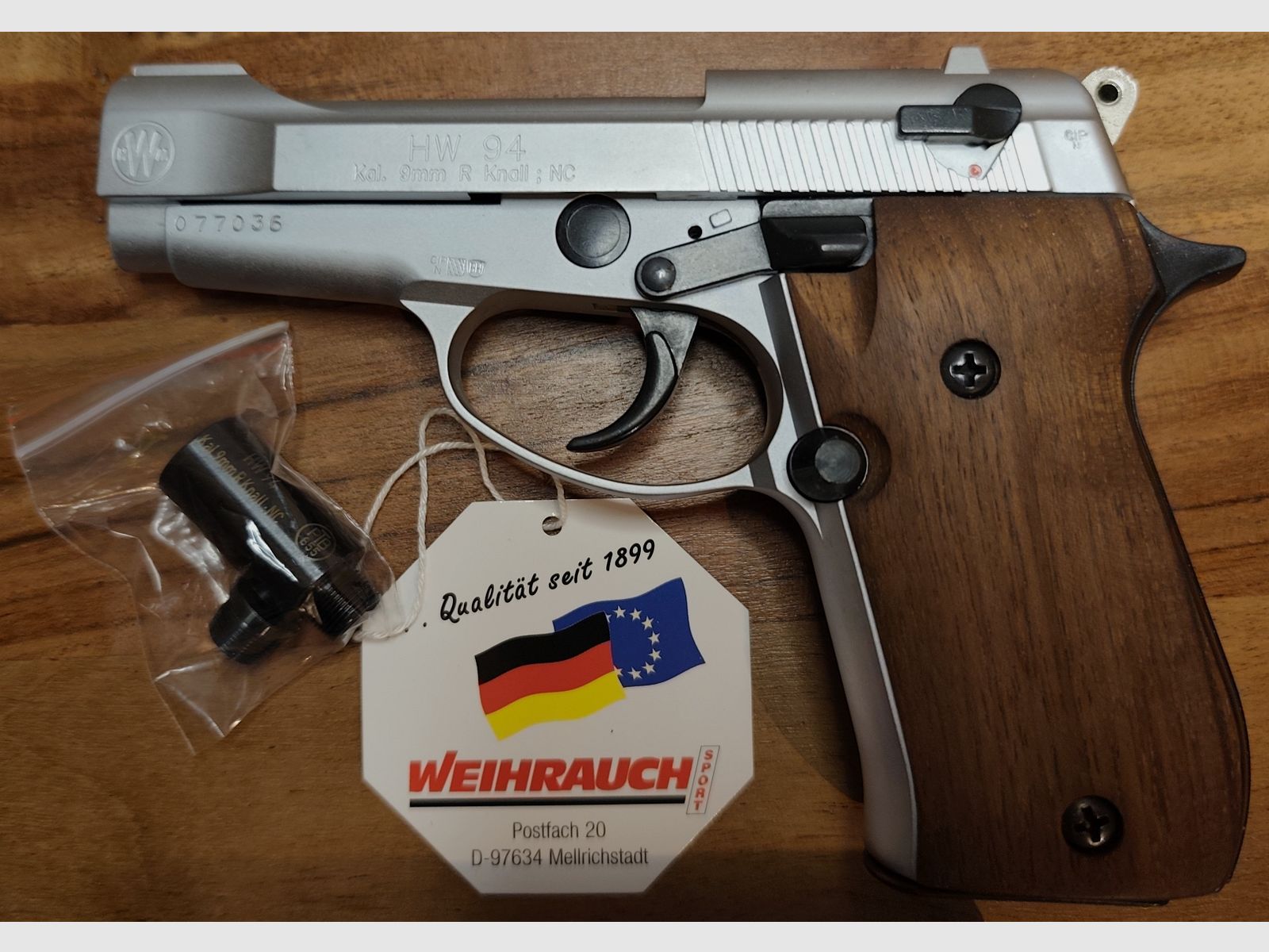 Weihrauch HW 94 Steal Look braune Echtholzgriffe PTB 855 Großes Smmler-Set