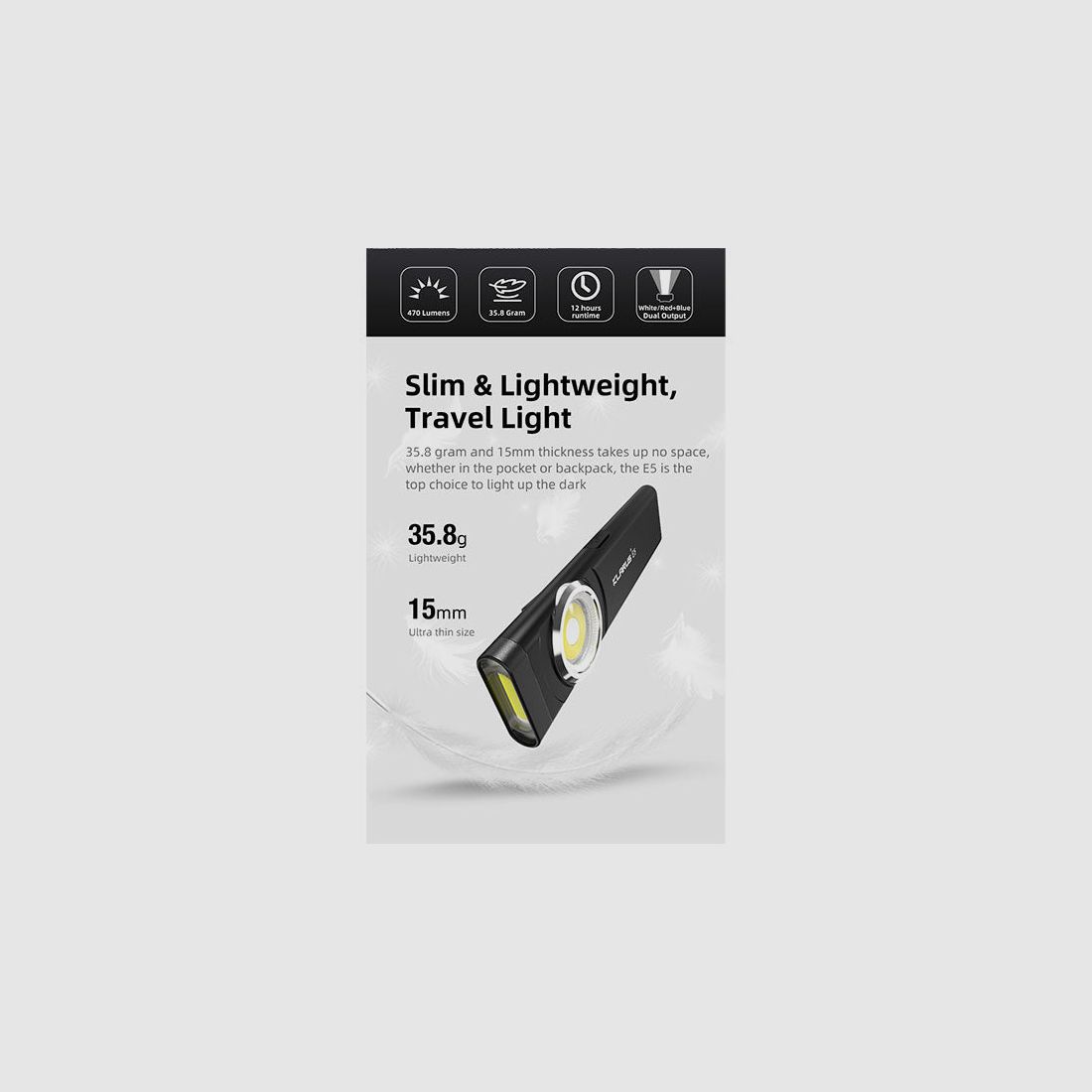 EDC LED-Lampe E5, 600 Lumen, (inkl. Akku), Bild 5 von 13