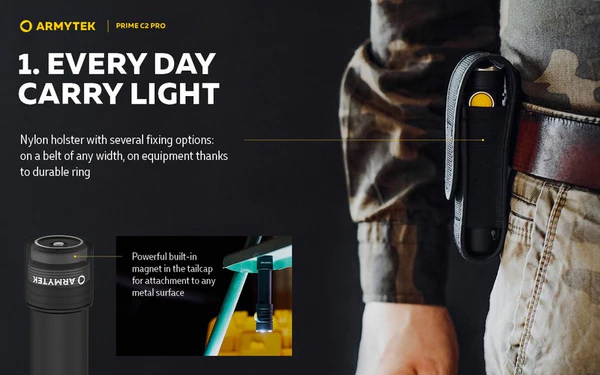 LAMPE ARMYTEK Prime C2 PRO Magnet USB – 2400 Lumen, Bild 2 von 4