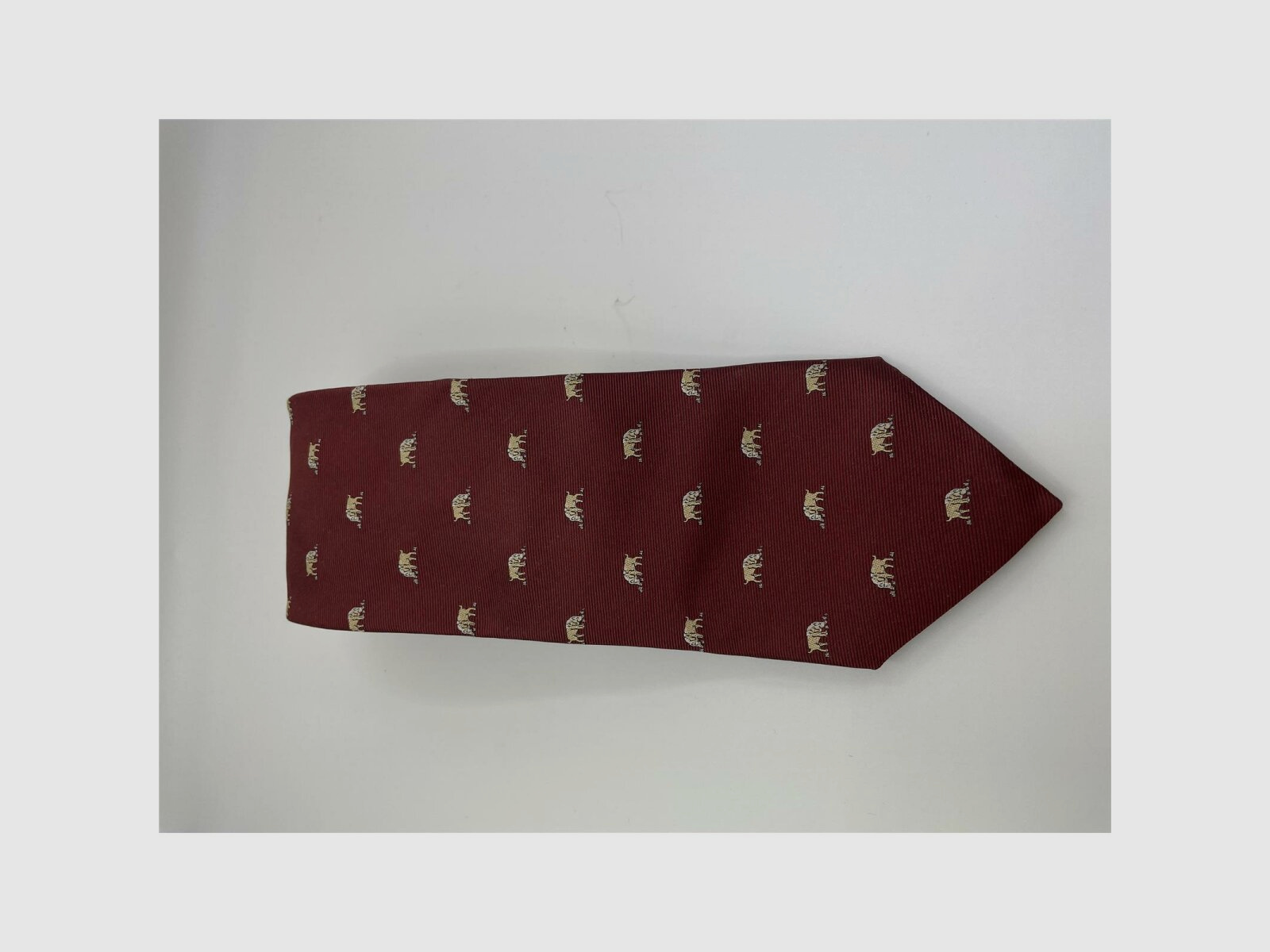 Robert Keyte Krawatte 100% Seide hell weinrot Motiv beige Wildschwein