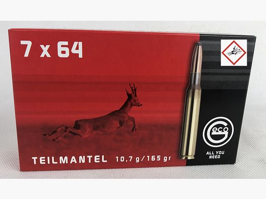 Geco Softpoint cartuccia da caccia cal. 7X64 TM 165gr